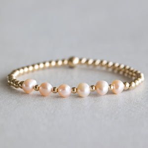 4mm Peach Pearl - Gold