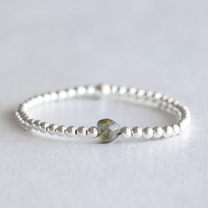 4mm Labradorite Heart - Silver