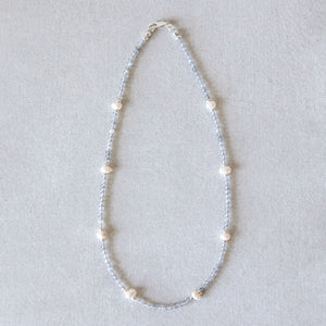 Labradorite + Pearl Necklace - Silver