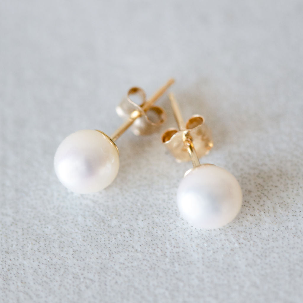 6mm 14K Pearl stud earrings