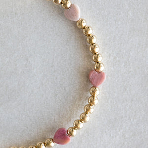 4mm Gold Rhodonite hearts