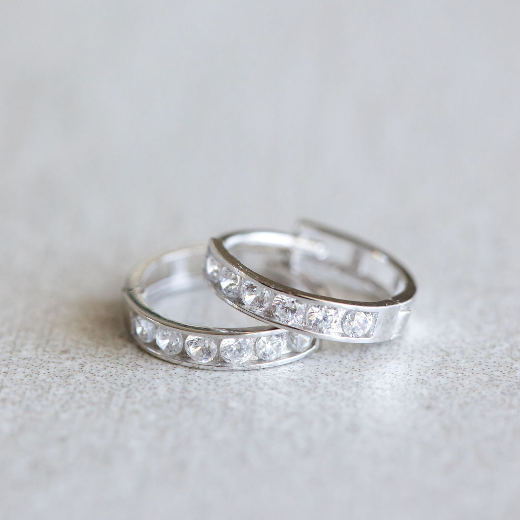 14K White Gold Rosie Huggie Hoops