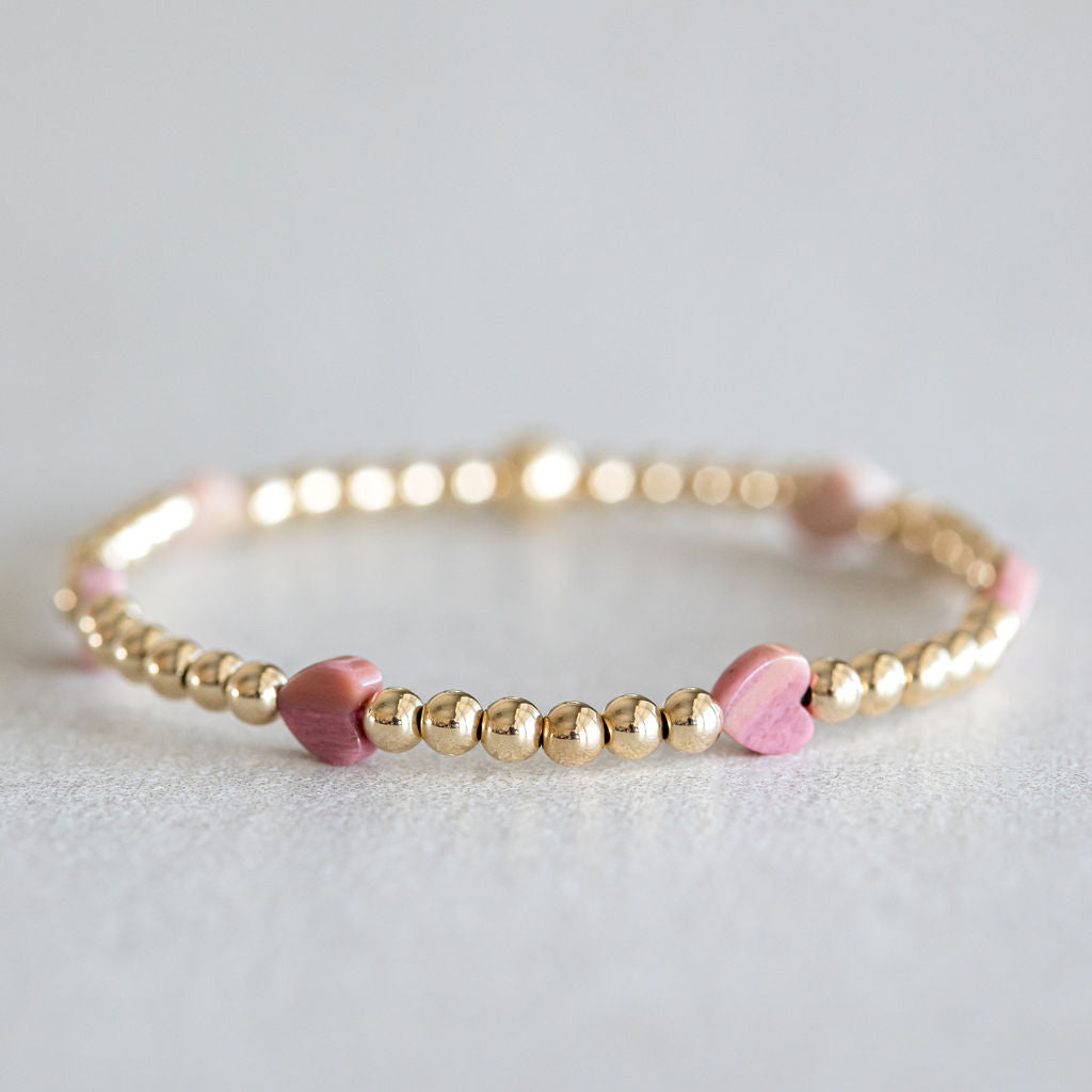 4mm Gold Rhodonite hearts